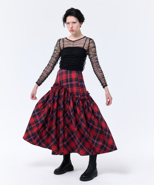 CHECK FLARE SKIRT