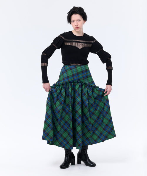CHECK FLARE SKIRT