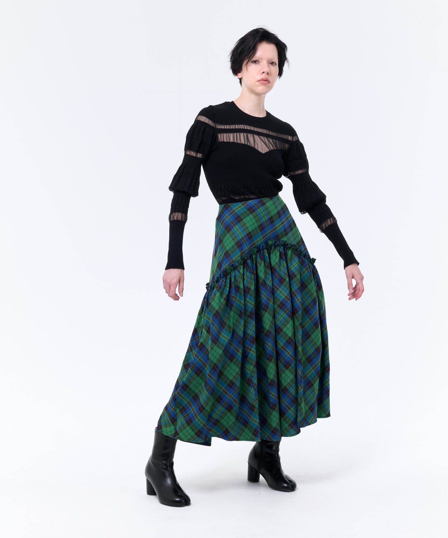CHECK FLARE SKIRT