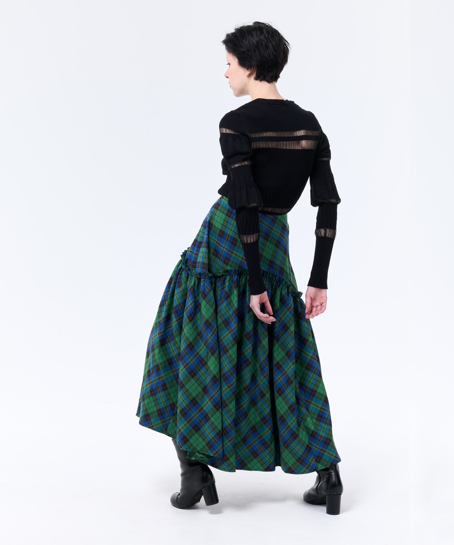 CHECK FLARE SKIRT