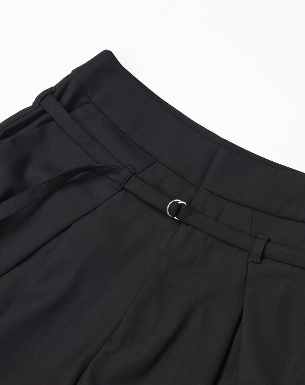 BELTED DESIGN TUCK PANTS