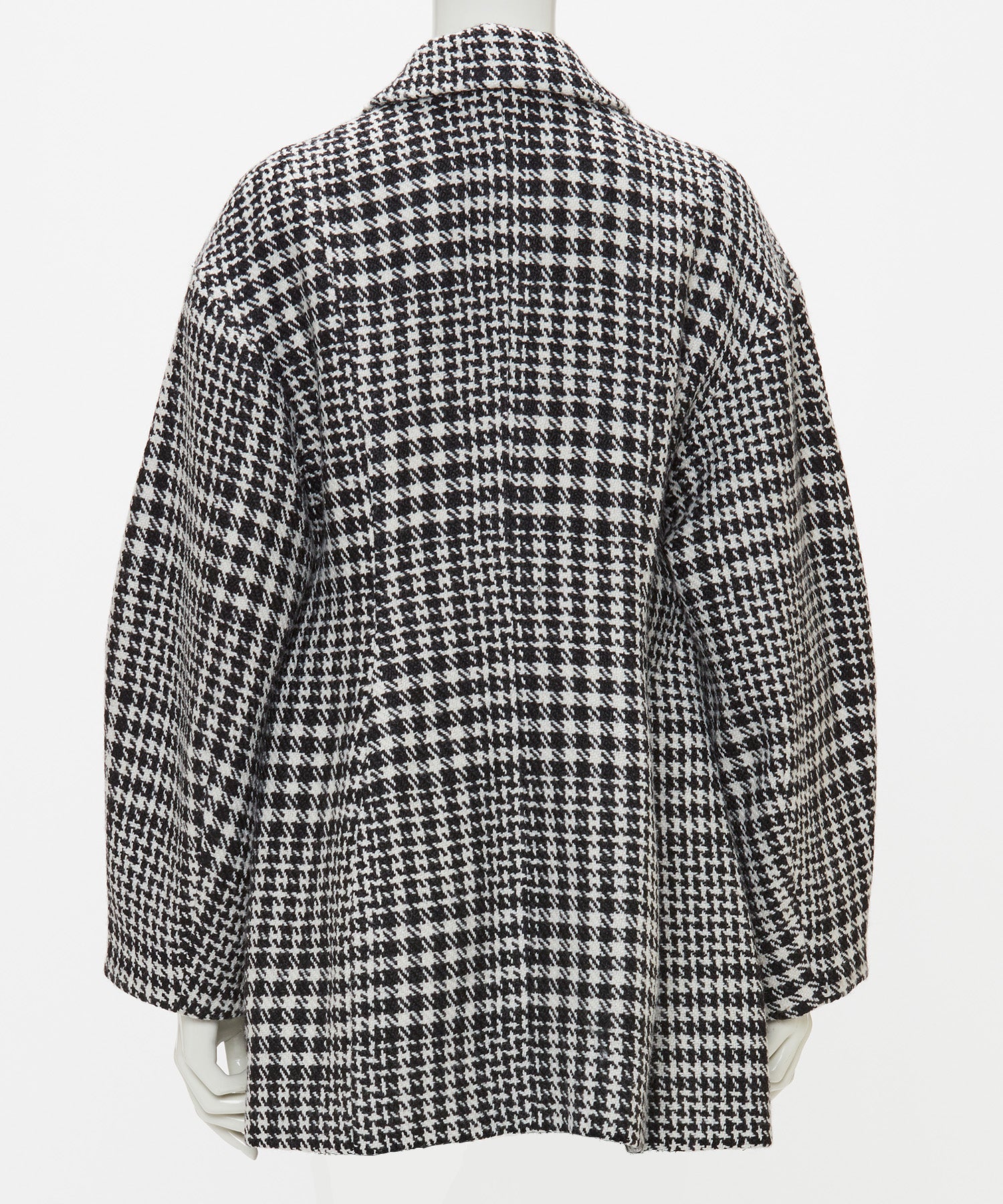WOOL CHECK LANTERN SILHOUETTE COAT