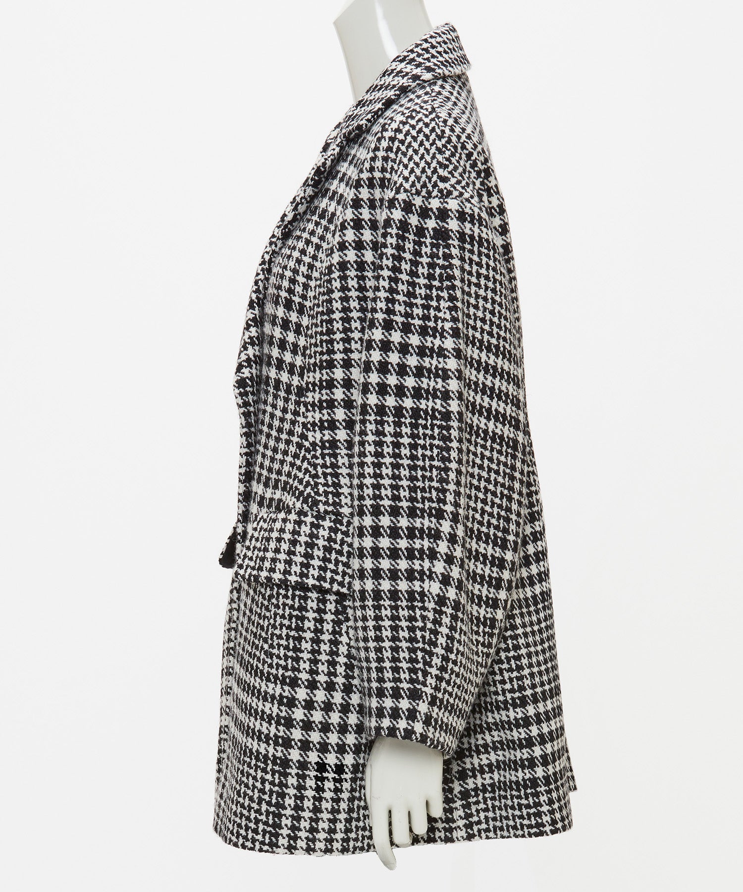 WOOL CHECK LANTERN SILHOUETTE COAT