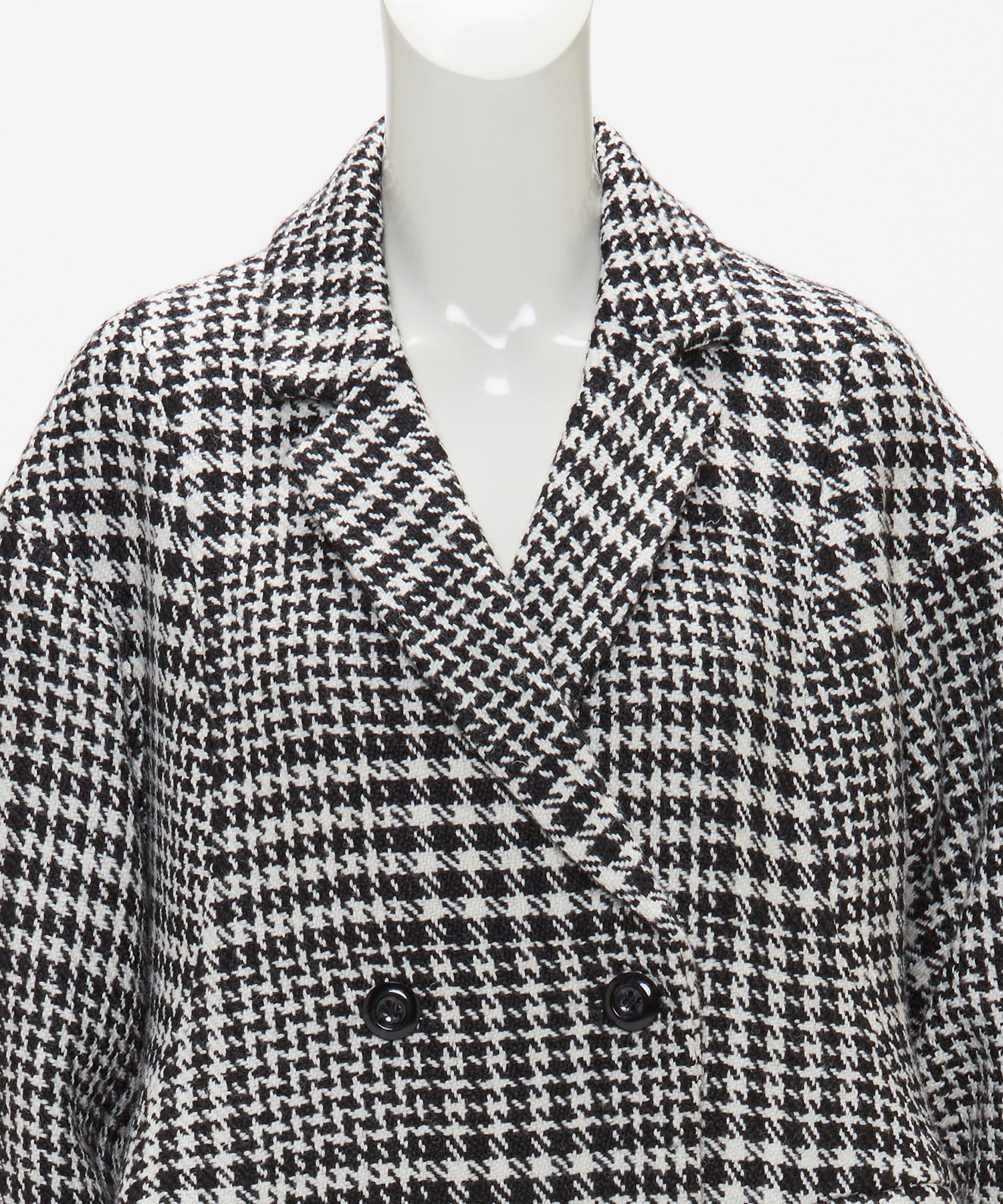 WOOL CHECK LANTERN SILHOUETTE COAT