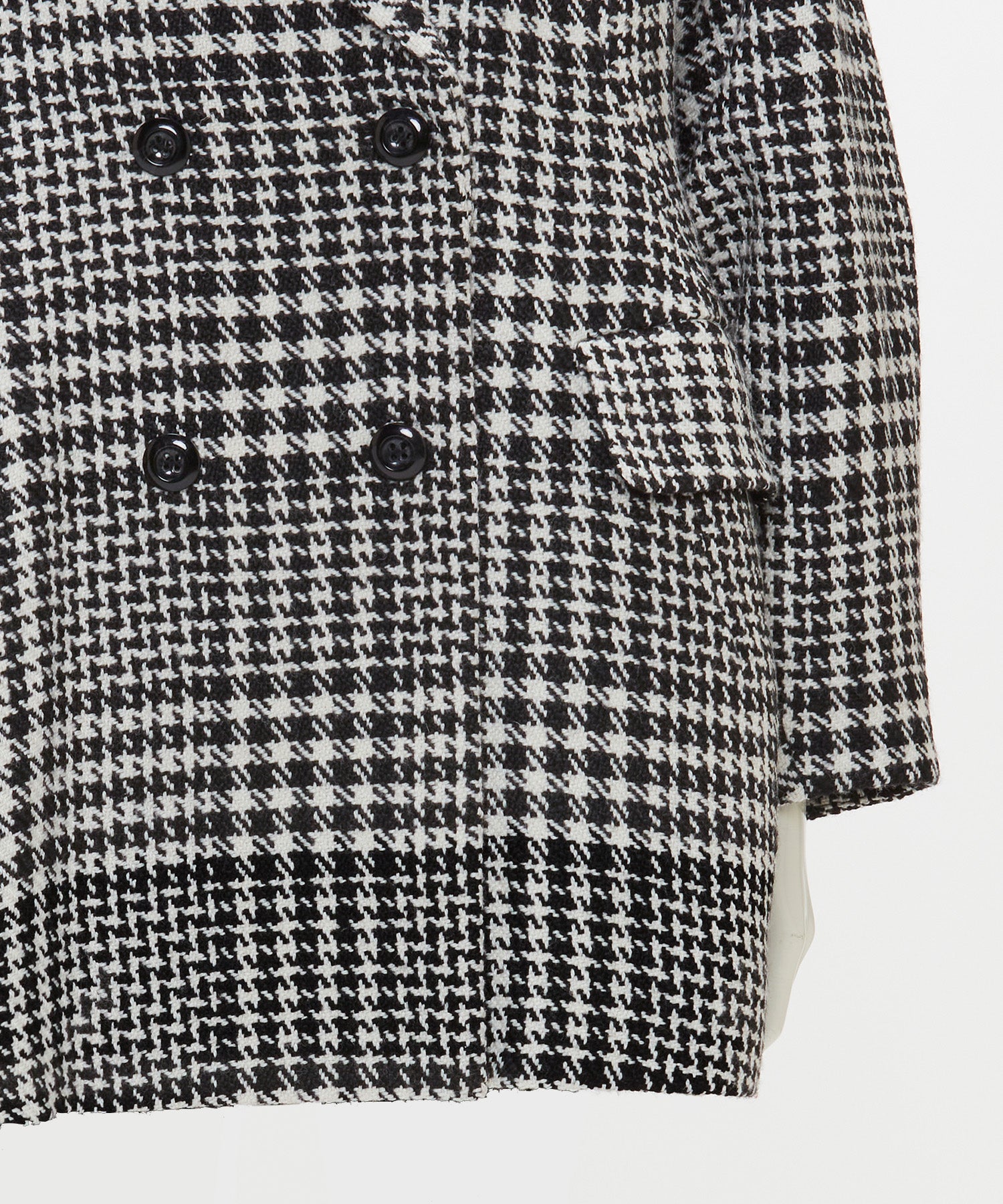WOOL CHECK LANTERN SILHOUETTE COAT