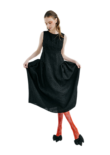 BUSTIER PANEL JACQUARD DRESS