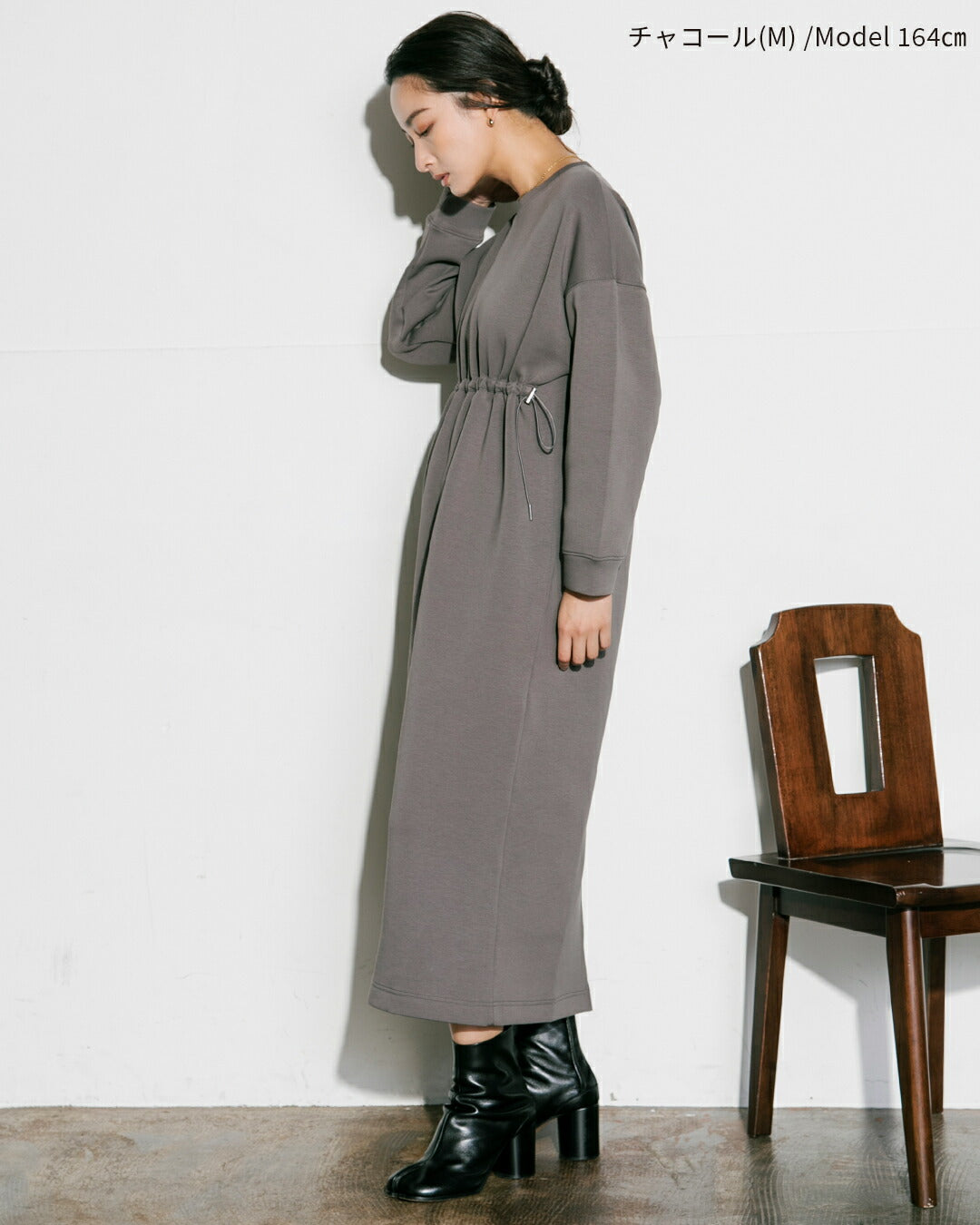 【2023AW】ワイドスリーブダンボールジャージーシャーリング2WAYワンピース | LAEMUSE
