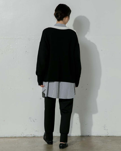 【2023AW】パール釦配色ニットジャケットカーディガン｜LAEMUSE