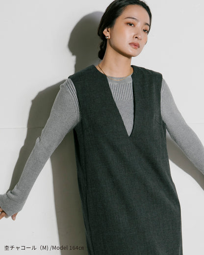 【2023AW】TR微起毛キーネックフロントスリットワンピース | LAEMUSE